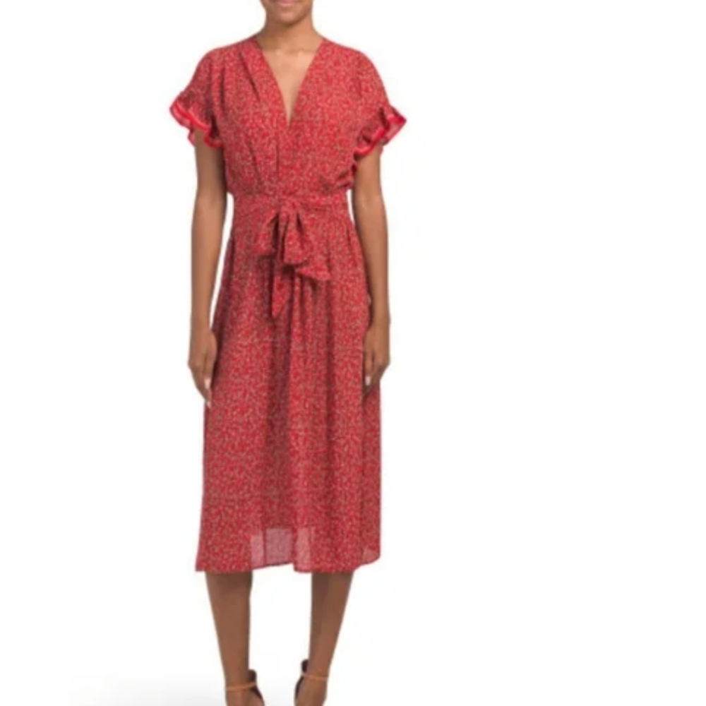 Max Studio Vibrant Red Patterned Dress